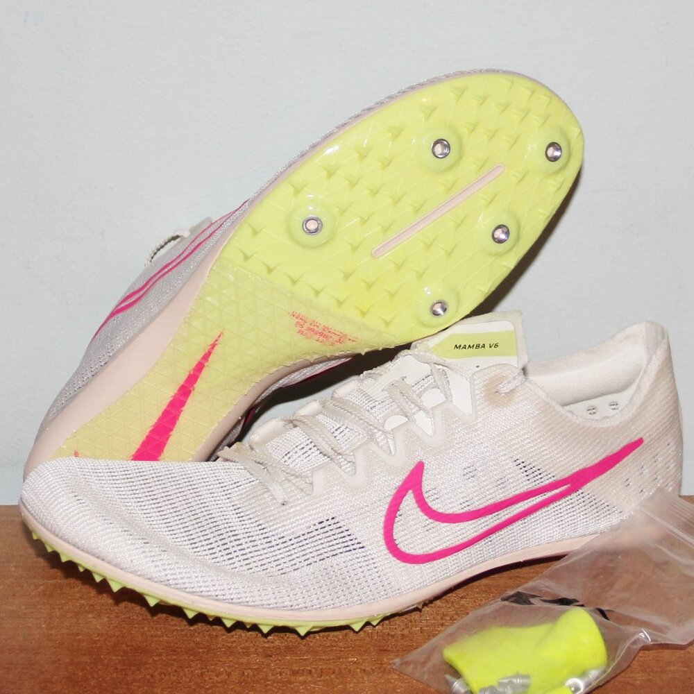 Nike Zoom Mamba 6 Track Spikes Men 10.5 Sail Fierce Pink Lemon